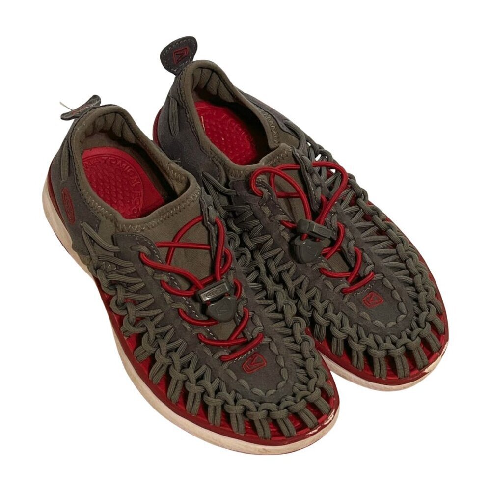 KEEN Uneek Big Kids Outdoor Sports Sandals Gray/Red Size 4 Preowned